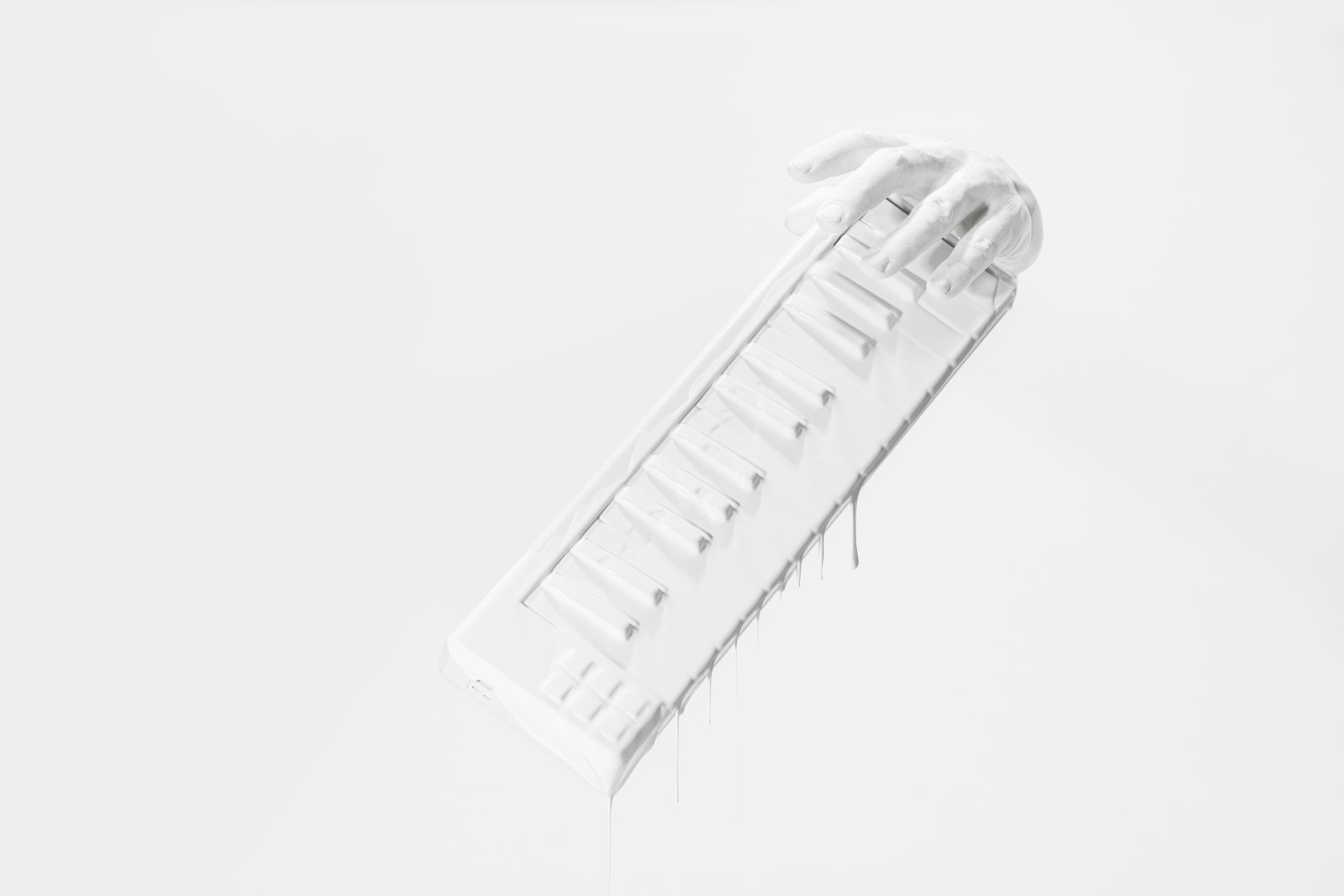 dreamy product photography all white paint and DJ equipments for Moog Audio