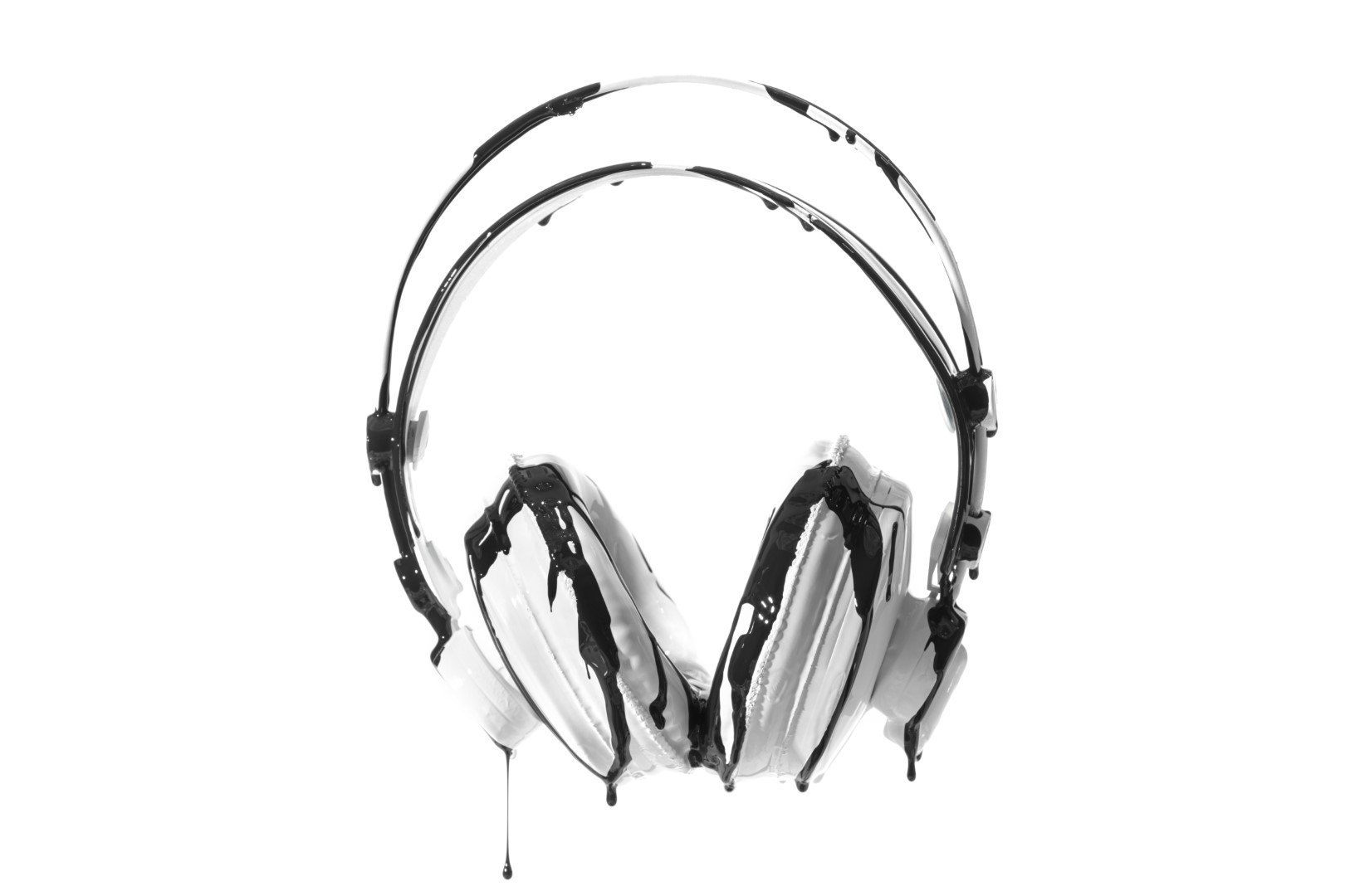 Black and white paint on overear headphones , product photography for Moog Audio